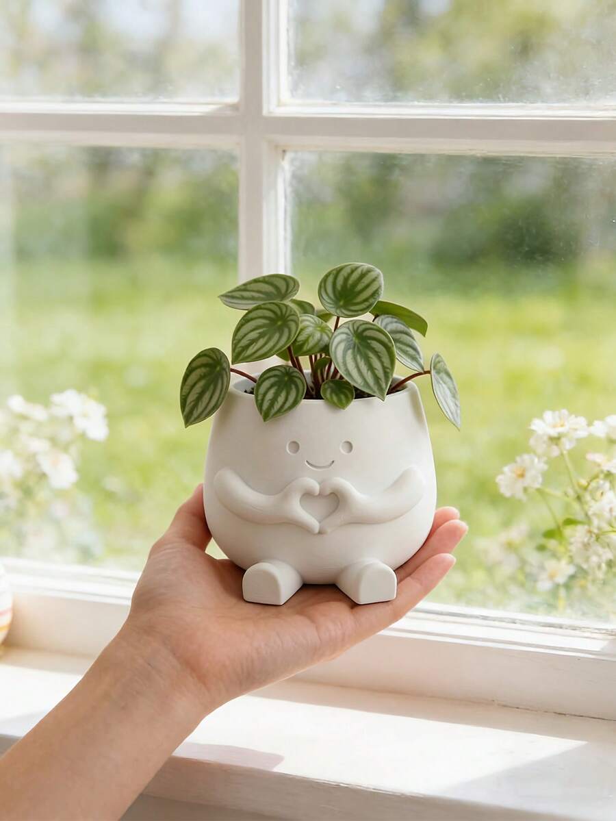 3D列印迷你可愛心形花盆多肉植物盆栽，多功能迷你桌面收納器，適合書桌、辦公室、窗台裝飾，絕佳禮物選擇（請參考SKU圖片）