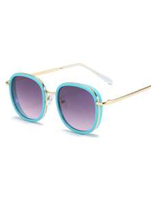 1pc Unisex Round Metal Frame Glasses, Outdoor Travel Street Style Versatile Kids Glasses - 彩色 - 查看 9
