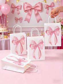 2/4/12 piezas Bolsas de regalo con asa de lazo rosa, bolsas de fiesta para baby shower, bolsas de regalo, bolsas de papel para compras de cumpleaños de niñas, suministros de embalaje de regalos de cumpleaños, bolsas de regalo para baby shower, decoraciones para revelación de género, bolsas de fiesta para despedida de soltera y boda, bolsas de regalo de cumpleaños, bolsas de fiesta con lazo, decoraciones de fiesta de cumpleaños rosa con lazo, decoraciones de fiesta con lazo, suministros de fiesta de baby shower, bolsas de regalo de baby shower - lazo rosa - Ver 2