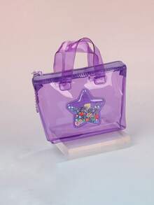 1pc Women's Transparent Mini Handbag, Jelly Bag, Fashion Starry Liquid Glitter Mini Tote Bag, PVC Material Purse, Transparent Wallet, Suitable For Vacation & Outings, With Pearl Chain For Easy Carrying, Can Be Used As Mini Handbag, Cosmetic Bag, Lipstick Organizer. Suitable As Gift For Family & Friends, For Shopping, Vacation, Travel, Birthday, Mother's Day - Multicolor - View 5