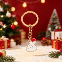 1pc Creative Hand Heart Shaped Keychain, Vintage Alloy Keyring With Cute Gesture, Romantic Decoration For Girls, Elegant Small Gift For Party - Multicolor - View 9