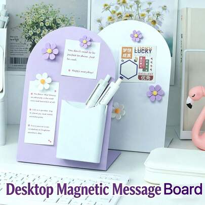 1pc Desktop Magnetic Message Board, Vertical Tabletop Memo Pad, Back To School Essential, Solid Color Office Reminder Note Board, Sticky Note Organizer DIY Photo Wall Advertising Display Board