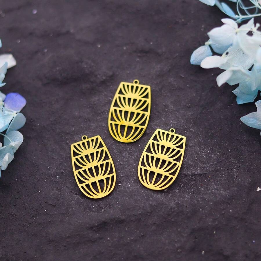 3pcs/Lot Stainless Steel Geometric Hollow Pendant DIY Jewelry Making Accessory For Earrings Necklace - Geometry - View 1
