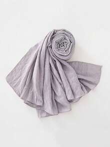 1件 Abaya 新款微弹褶皱棉质长方形锁边涤纶头巾 - 彩色 - 查看 8