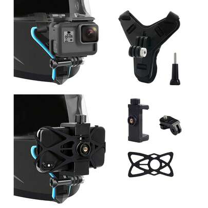 Motorcycle Helmet Phone Holder, Suitable For Hero 13/12/10/9/8/7 Action Camera, Motorcycle Helmet Chin Strap Mounted Holder, Off-Road Riding Equipment First Person View Shooting Video Accessory