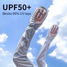 Ống tay chống nắng thoáng khí UPF 50+ dành cho nữ, bảo vệ da khỏi ánh nắng mặt trời. - Cổ tay áo hình móng ngựa - Xem 6