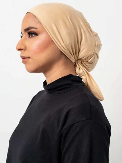 1 chiếc mũ trùm đầu Hijab cổ điển đơn giản dành cho nữ, màu trơn, kiểu dáng cơ bản, mềm mại, thoải mái, có dây buộc, thích hợp cho sinh hoạt hàng ngày của người Hồi giáo và các hoạt động thể thao ngoài trời.