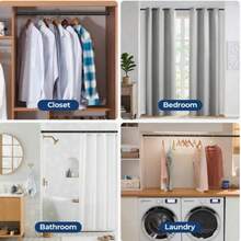 No Drill Shower Curtain Rod, Kitchen Curtain Rod, Black Adjustable Closet Rod, Closet, Laundry Room, Room Divider Curtain Rod, Bathroom, RV, Living Room, Drying Rack, Balcony Bedroom Curtain Rod, Towel Rack - Black - View 5