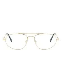 1 Pair Women's Gold Metal Frame Double-Bridge Design Personality Street Style Fashion Non-Prescription Glasses - Gold - View 3