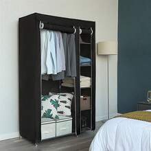 67" Portable Clothes Closet Wardrobe With Non-Woven Fabric And Hanging Rod Quick And Easy To Assemble Black - Black - View 4