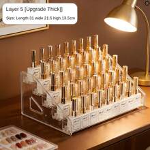 1 Bộ Giá Đựng Mỹ Phẩm Nhiều Tầng Có Thể Tháo Rời, Giá Để Bàn Bằng Acrylic Dùng Để Đựng Mỹ Phẩm & Sơn Móng Tay - Trong sáng - Xem 3