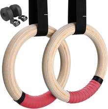 Wooden Gymnastic Rings With Straps Gym Rings Crossfit Gymnastics 28mm / 32mm - 粉色 - 查看 1