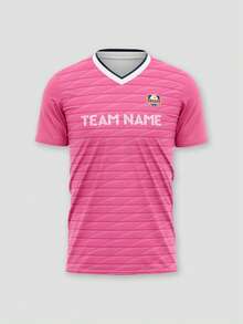 1pc 2026 Season Custom Designed Football Jersey, Made With Pink Printed Color, Suitable For Outdoor Sports, Football Matches, And Football Viewing - Pink - View 4