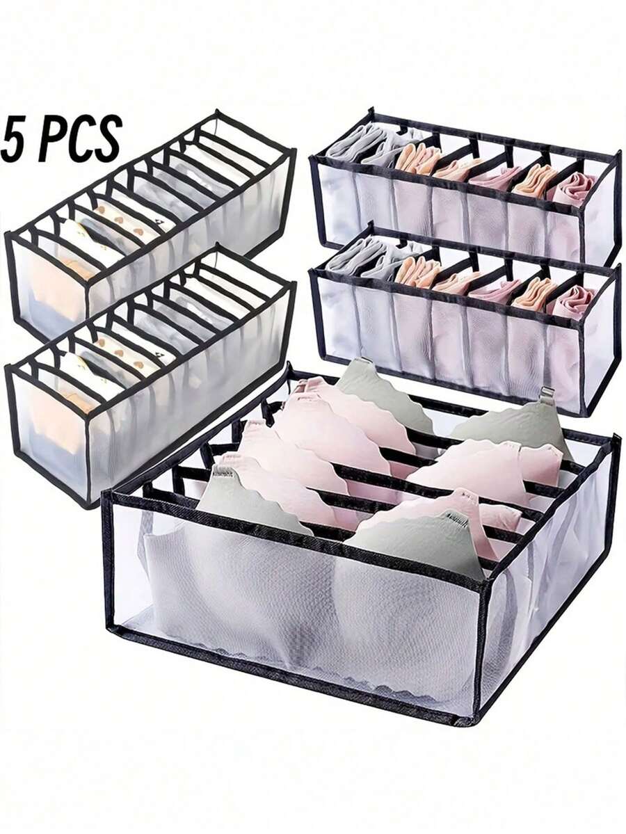 1/3/5pcs Foldable Bra Storage Box, Wardrobe Lingerie Organizer Divider, Home Underwear Storage Container