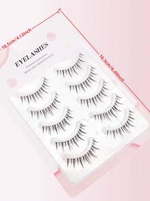 A Box Of Five Pairs Of Manga-Style False Eyelashes With A Transparent Base, Designed For A Natural And Realistic Look - Black - View 5