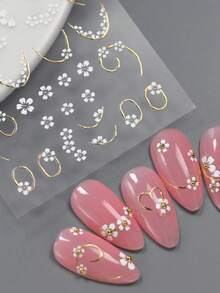 1 Tờ Hình Dán Móng Tay Hoa Cúc Trắng 5D Nổi, Hình Dán Móng Tay Hoa Lá Vàng Sang Trọng Kiểu Pháp, Nghệ Thuật Làm Móng Cô Dâu Lãng Mạn Mùa Xuân Hè, Tự Dính Trang Trí Móng Tay Cho Móng Acrylic, Phụ Kiện Làm Móng Thời Trang Cho Phụ Nữ Và Bé Gái, Quà Tặng - Nhiều màu - Xem 7