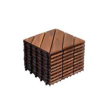 10 PCS Interlocking Deck Tiles Diagonal Pattern, 12" X 12" Acacia Wood Tiles For Patio, Waterproof, All-Weather, Outdoor Decking For Garden, Pool, Balcony - Brown + Acacia Wood - View 11