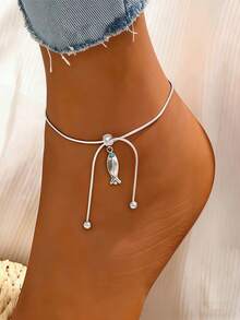 1 pieza Tobillera de hueso de serpiente ajustable de moda, accesorio versátil para uso diario y ocasiones de fiesta - Plateado - Ver 21