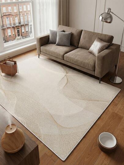 Teppich mit gewellter Linienmusterung in hellen Farben, geeignet für Küche, Esszimmer, Schlafzimmer, Wohnzimmer, Innen- und Außenbereich, Büro, Lobby, Teppich, rutschfeste Fußmatte, Badezimmer, Flur, Arbeitszimmer und Spielbereich, Feiertags-Dekoration