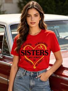 Side By Side Or Miles Apart Sisters T-Shirt, Sister Trip 2025 Shirt, Sister Vacation Matching Outfit, Weekend Trip Shirts For Sisters, Matching Sisters Shirt - Đỏ - Xem 2