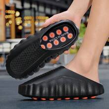 MIND001 Men's Massage Slides, Fashion Casual Sport Slippers For Daily Wear,MIND001 Men Black Techwear Slides, Comfort Footwear For Street & Home - màu đen - Xem 3