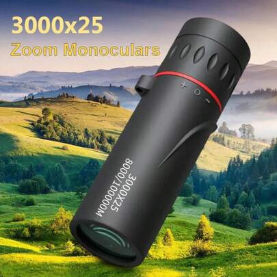 1pc 3000x25 High Definition Long Range Adult Monocular Telescope, 10x Magnification Durable BAK-4 Prism FMC Coated High-Quality Monocular Telescope, Compact Powerful Adult Monocular Telescope For Hiking, Camping, Outdoor Adventure, Watching Games, Excellent Gift