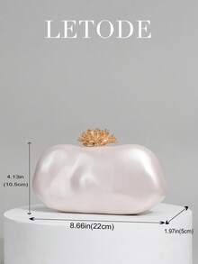 Nova Bolsa de Mão em Forma de Nuvem de Acrílico e Metal com Floral, Adequada para Festa, Casamento Romântico, Bolsa de Ombro com Corrente para Primavera/Verão, Bolsa de Noiva, Vestido de Baile Formal, Bolsa de Vestido de Festa Elegante. Perfeita para Festa, Casamento, Baile de Formatura, Eventos de Gala, Combinando com Vestido de Festa de Feriado, Vestido Formal, Vestido Sequin, Também um Item Essencial para Formatura, Baile de Formatura e Outras Ocasiões, Combina Bem com Vestido de Formatura, Vestido de Baile de Formatura - Bege - Visão 9