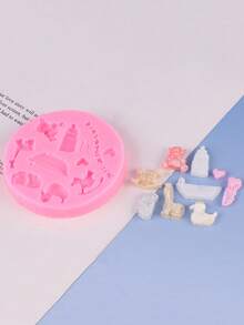 1个迷你牛奶瓶熊形硅胶烘焙模具，幼儿玩具 - 彩色 - 查看 3