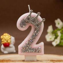 Nến số hình vương miện màu hồng và bạc từ 0-9, thích hợp cho tiệc sinh nhật, kỷ niệm, tiệc theo chủ đề, tiệc sinh nhật lần thứ nhất. - Nhiều màu - Xem 15