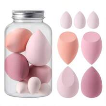 14/7件組化妝海綿套組－無乳膠化妝海綿與天鵝絨粉撲，適用液態/霜狀/粉狀底妝，附便攜收納瓶，多色可選（14件組：海綿＋粉撲；7件組：4大＋3小） - 彩色 - 查看 16