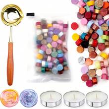 Bộ dụng cụ đóng dấu sáp gồm hạt sáp, thìa và nến, dùng để đóng dấu sáp, trang trí theo phong cách cổ điển, phù hợp cho thiệp mời đám cưới, phong bì, thư từ, đồ thủ công tự làm, bao bì quà tặng. - Bộ TZ1164 - Xem 5