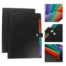 2pcs A4 Expandable Folding File Storage Box, With 7 Colorful Dividers, Multi-Layer Document Organizer Box, Suitable For Student Homework And Office Supplies - A - View 8