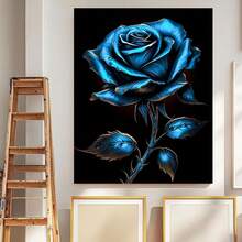 1pieza Destacado Pintura en lienzo impresa, Marco lienzo envuelto, Productos de decoración para el hogar, decoración de arte para pared, impresiones de arte para pared, decoración de pared para sala de estar, Cocina, Decoración de habitación, Suministros de dibujo y arte Rosa azul Dormitorio, Cocina, Sala de estar, Baño, Oficina, Café, Hotel Lienzo Creat-Envuelto - Enmarcado - Ver 5