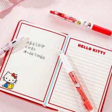 Miniso 三丽鸥卡通系列 Hello Kitty 红色系列 3 支装中性笔套装，经典高价值卡通印花，ST 笔尖 0.5mm 黑色墨水，学生考试书写必备签字笔（1 支） - 0.5mm黑色 - 查看 4