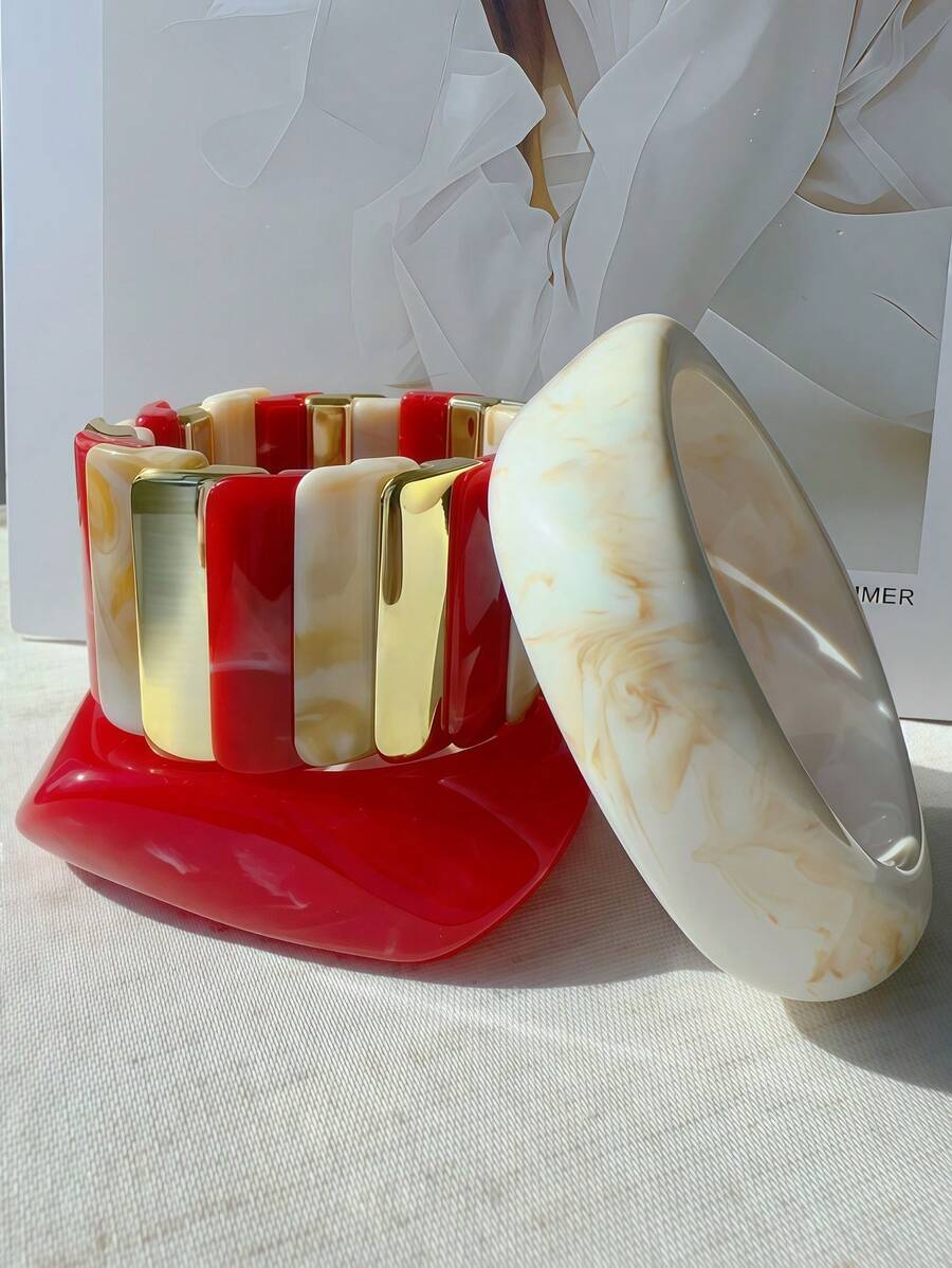 Bộ 3 vòng tay phong cách Boho nhuộm tie-dye, sự kết hợp vòng tay nhiều lớp tối giản thanh lịch, phù hợp để đeo hàng ngày và đi nghỉ mát. - Nhiều màu - Xem 1