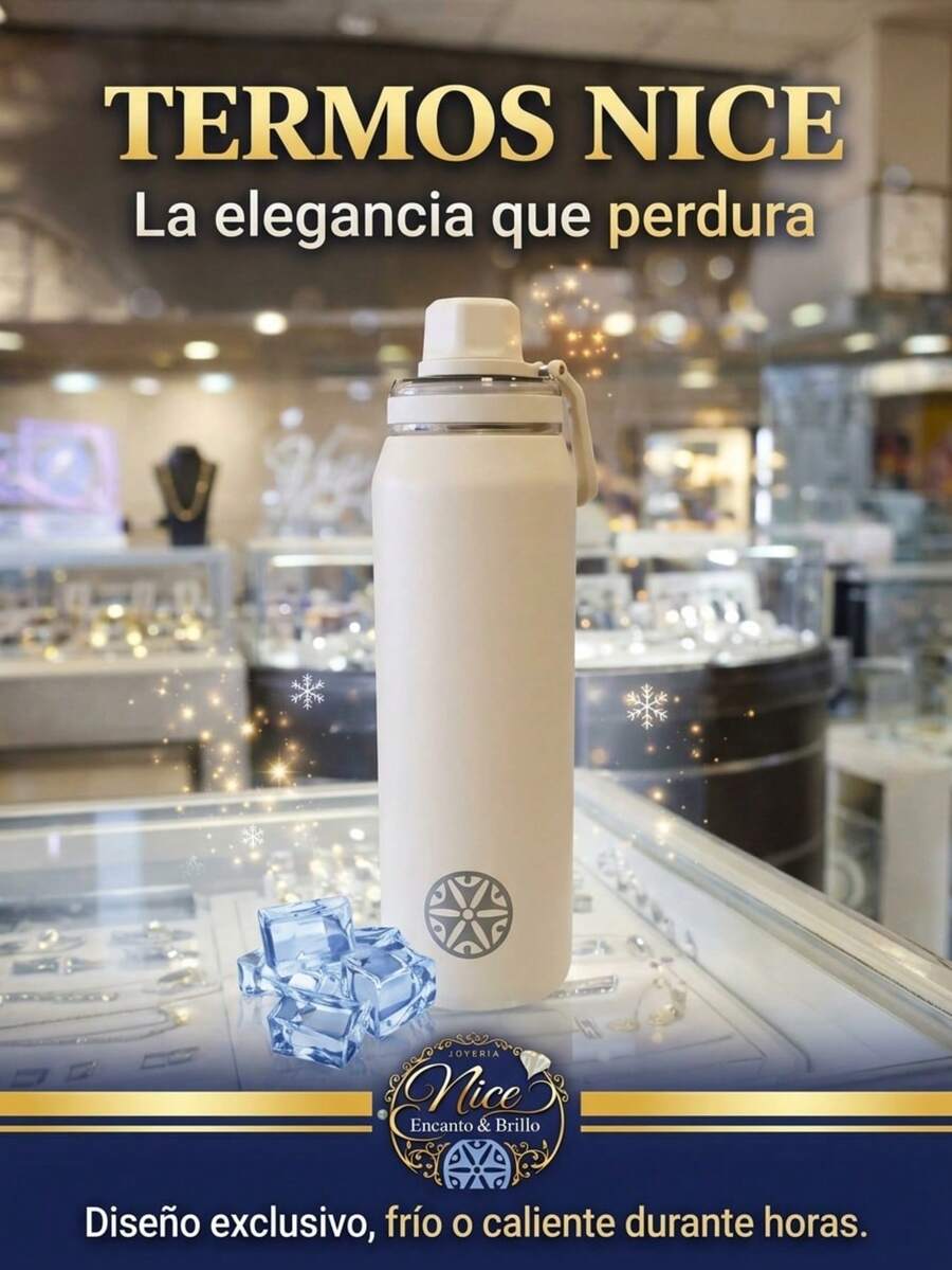 Termo botella 750 ml acero inoxidable logo láser mantiene temperatura por horas frío caliente tapa hermética portátil resistente uso diario gimnasio oficina viaje diseño moderno reutilizable - Albaricoque - Ver 1