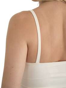 Women's Tank Top For Gym With Thin Straps, Slim Fit, Plain Polyamide, No Padding, With Double Fabric At The Bust - trắng - Xem 3