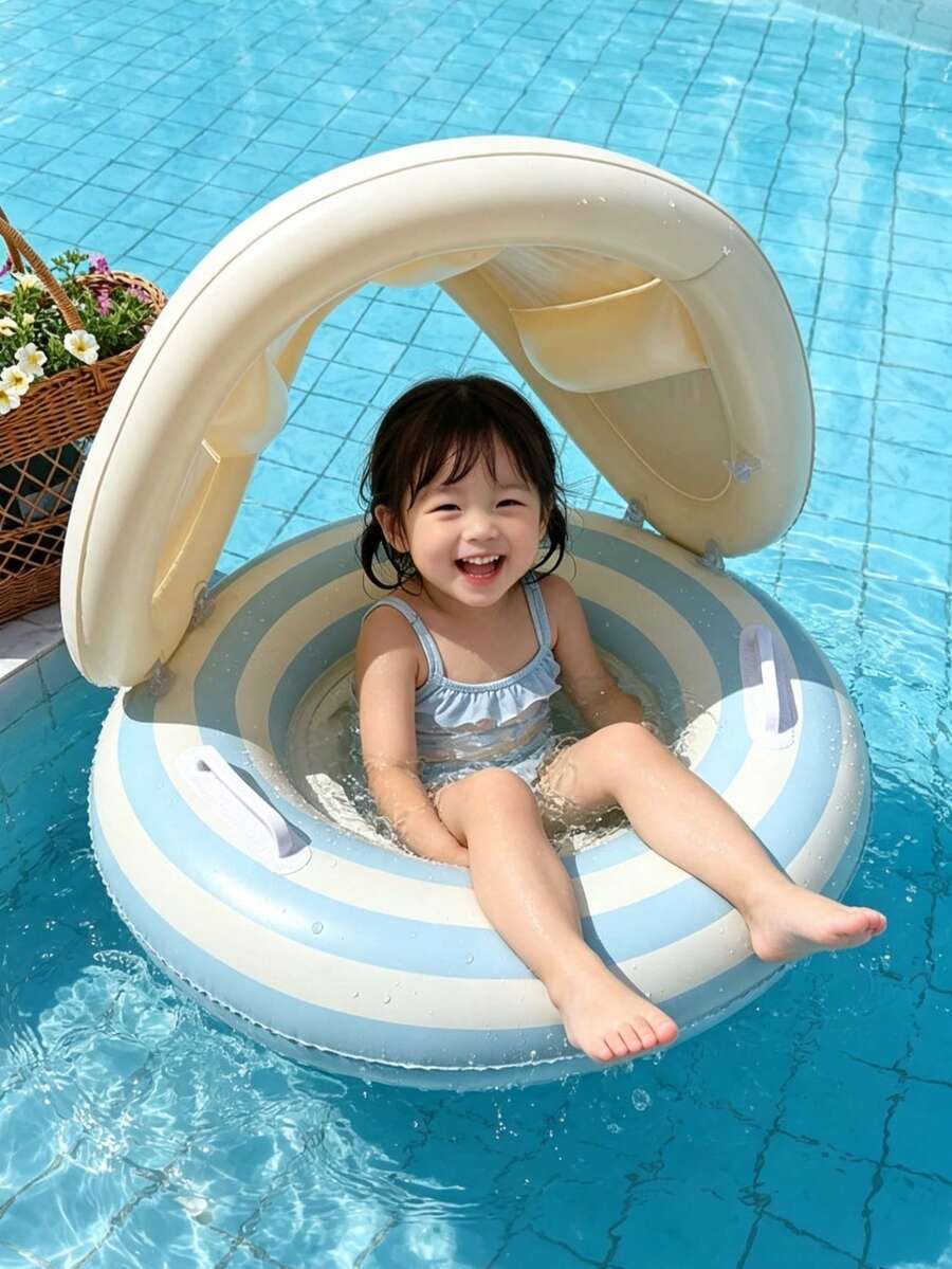 1 Peça Anel de Assento de Natação Infantil com Proteção Solar, Brinquedo Inflável para Passeio na Água, Anel de Natação Antivoltagem Grosso, Equipamento de Natação para Meninos e Meninas Bebês