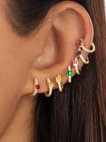 FOREVER QUEEN 1 Đôi bông tai bạc S925 sáng bóng, dây chuyền hai lớp, bông tai dây chuyền hai lớp lấp lánh, trang sức tối giản cổ điển thanh lịch, quà tặng cho bạn gái, Ngày của Mẹ. - đơn - Xem 1