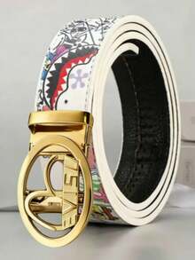 时尚百搭腰带，新款涂鸦自动扣皮带，休闲商务两相宜，男女皆宜 - 彩色 - 查看 15