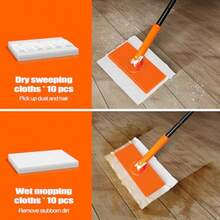 Sweeper Mop Compatible With  Pads 2-In-1 Starter Kit For Multi Surface Cleaning Disposable Floor Duster 10 Dry Sweeping Cloths 10 Wet Mopping Refills For Kitchen Wall Window - Quả cam - Xem 5