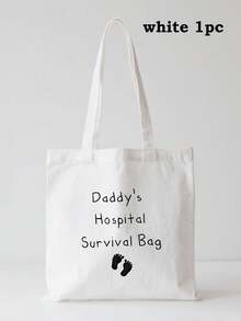 Dad/Grandpa Print Canvas Shoulder Bag Men's Tote Bag Practical Father's Day Gift Storage Bag - Multicolor - View 23