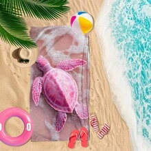 Khăn tắm biển in hình bọt biển màu hồng, khăn tắm biển sợi nhỏ nhanh khô cho kỳ nghỉ hè, khăn bơi mềm mại, thấm hút tốt, chống cát, thích hợp cho bãi biển, bơi lội, phòng tắm, du lịch, nhẹ và chống phai màu. - Nhiều màu 2 - Xem 9