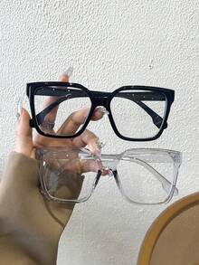 1/3 par de gafas de mujer con marco geométrico y lentes transparentes - Adecuadas para uso diario, como escuela, trabajo y ocio | Accesorio de moda - transparente - Ver 7