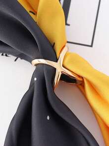 100/10/1PC Gold/Silver Plated Scarf Buckle Multi-Purpose Cross Hollow Smooth Scarf Square Scarf Shawl Buckle,Beach,Holiday - Gold - View 6
