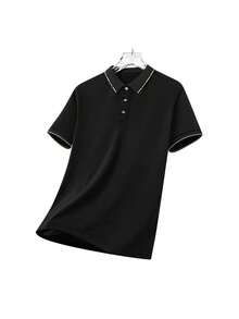 Áo Polo nam màu đen, kiểu dáng cổ điển có cúc cài, phong cách thường ngày thoải mái, có thể giặt máy, thích hợp cho mùa hè đi biển, các buổi tụ họp du lịch, các dịp công tác và giao lưu nhẹ nhàng. - màu đen - Xem 3
