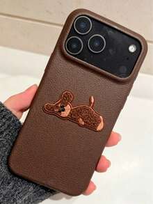 Cute Cartoon 3D Dachshund Lying Flat Shiba Inu Texture Phone Case For IPhone 17 Pro Max 17 Pro 17 Air 16 15 14 13 12 Pro Max 16 Plus 11 Autumn And Winter Cute Anti-Fall Soft Case Christmas Gift - Brown - View 4