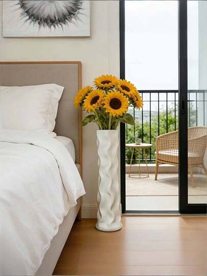 1 Bình hoa cao tối giản, Bình cắm hoa bằng nhựa kiểu Bắc Âu, Bình hoa cao kẻ sọc dọc, Bình trang trí có họa tiết lượn sóng dọc - Bình cắm hoa đa năng, Thích hợp cho trang trí bàn tiệc cưới, trang trí tiệc tùng, cắm hoa lãng mạn, trang trí nhà theo mùa, quà tặng ngày Valentine, Thích hợp để cắm hoa, trang trí phòng khách, ban công, hành lang, bàn cà phê, tủ TV, bàn đầu giường, bàn học, lối vào, đám cưới, văn phòng, tiệc tùng, tân gia, ngày Valentine (Không bao gồm hoa)