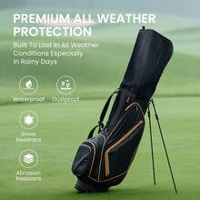 FINGER TEN Golf Bag Rain Cover 1 Pack For Stand & Cart Bags, Universal Fit Top Cover With Adjustable Hood For All-Weather Protection, Waterproof Dustproof Protector For Outdoor Use - Black - View 2