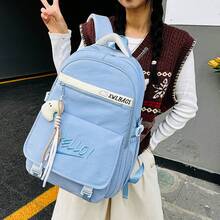 Large Capacity Multi-Layer Backpack, Lightweight Travel Bag For Middle/High School & College Students, Backpack With Cute Moon Pendant, Multi-Pocket Multi-Function Backpack - Multicolor - View 5